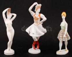 Hollóházi néptáncos, sétáló lány  (2db), Aquincumi akt (1db), kézzel festett, jelzett, hibátlan, m:2...
