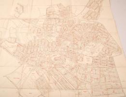 cca 1960 Gyula 1:5000 vászon térkép, 82×82 cm