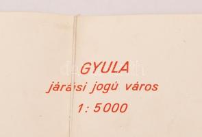 cca 1960 Gyula 1:5000 vászon térkép, 82×82 cm