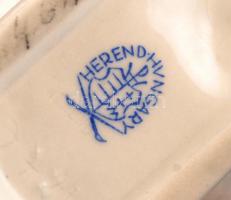 Herendi Viktória mintás leveles tálka, kézzel festett, jelzett, hibátlan, 15x8x3 cm