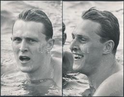 Müller úszó, 2 db jelzetlen fotó, 18x13 cm