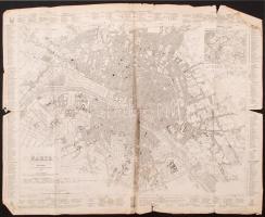 1836 Párizs térképe, 1:16000, München, Literarisch-artistische Anstalt, jelmagyarázattal, a széleken és a hajtások mentén szakadozott, 47×58 cm