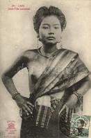 Laos; Jeunne Fille Laotienne / seminude girl, folklore