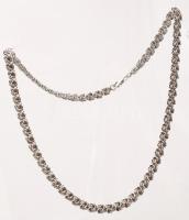 Ezüst (Ag.), fonott, virágos nyaklánc, jelzett, 18,8gr., 42cm/ Silver (Ag.), floral necklace, marked, 18,8gr. 42cm