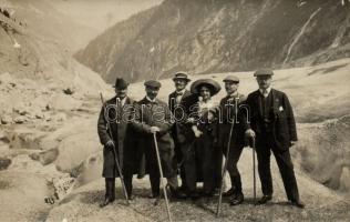 1912 Mont-Blanc, Mer de Glace; magyar túrázók csoportképe / group photo