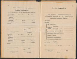1897-1913 2 db okmány: iIgazoló könyv a tanítói nyugdíj- és gyámintézetbe való felvételről és befizetésekről, ill. Elemi népiskolai értesítő könyvecske