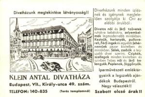 Budapest VII. Király utca 49. Klein Antal Divatháza, Teréz templom, autó, reklám (non pc)