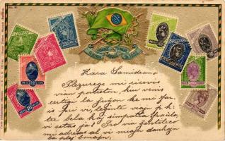 Estados Unidos do Brasil / United states of Brazil, set of stamps, flag; Ottmar Zieher D.R.G.M. 222744. No. 38. Emb. litho (EB)