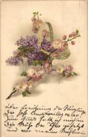 17 db régi üdvözlőlap vegyes minőségben, közte több litho / 17 pre-1945 greeting postcards, mixed qu...