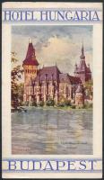 cca 1928 Hotel Hungaria, Budapest, kihajthatós, képes ismertető nyomtatvány, 18x41cm