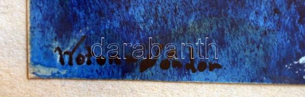 Katona jelzéssel: Alpesi táj. Gouache, papír, üvegezett keretben, 15×21 cm