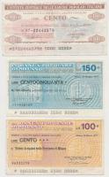 Olaszország 1977. 100L 3db klf csekk T:III Italy 1977. 100 Lire 3pcs of diff cashier's cheques C:F