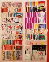 400 db különféle gyufacímke, köztük sorozatok is, magyar és külföldi (német, francia, orosz, stb.) v...