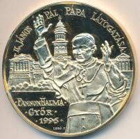 Lebó Ferenc (1960-) 1996. "II.János Pál pápa látogatása - Pannonhalma, Győr" aranyozott Br emlékérem (42,5mm) T:PP felületi karc