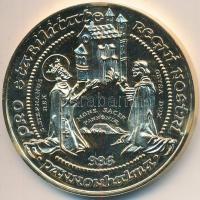 Lebó Ferenc (1960-) 1996. "II.János Pál pápa látogatása - Pannonhalma, Győr" aranyozott Br...