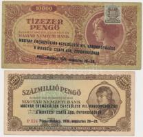 1930. 100P (2x) + 1945. 10.000P + 1946. 100.000.000P mindegyik "MAGYAR ÉREMGYŰJTŐK EGYESÜLETE V...