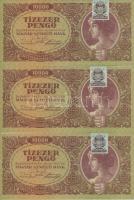1945. 10.000P (10x) sorszámkövetők, mind "MNB" bélyeggel T:I-,II,III(csak egy darab!) szép...
