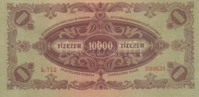 1945. 10.000P (10x) sorszámkövetők, mind "MNB" bélyeggel T:I-,II,III(csak egy darab!) szép...