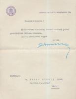 1925 Hóman Bálint miniszteri köszönőlevele saját kezű aláírással Pekár Mihály professzor részére, 25x19cm