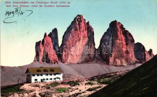 Tre Cime di Lavaredo, Drei Zinnen; Dreizinnenhütte, Toblinger Riedl / rest house (EB)