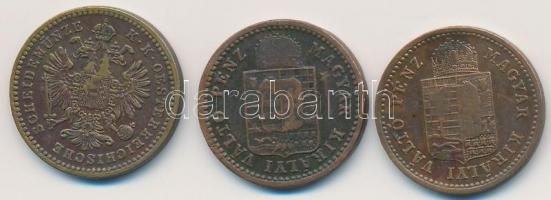 1885KB-1892KB 1kr Cu (2x) + Ausztria 1859A 1kr Cu T:2-