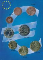 Olaszország 2002. 1c-2EUR (8xklf) euro szett karton lapon T:1-,2 Italy 2002. 1 Cent - 2 Euro (8xdiff) Euro set on cardboard C:AU,XF