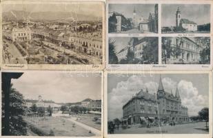 9 db főleg RÉGI fekete-fehér történelmi magyar városképes lap, vegyes minőség / 9 old black and white historical Hungarian town-view postcards; mixed quality