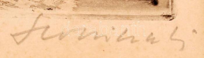 Olvashatatlan jelzéssel: Alacsony-Tátrához, linómetszet, papír, paszpartuban, 24,5×34 cm