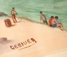 Gebauer jelzéssel: A Gellért-hegy a Szabadság híddal, olaj, vászon, feltekerve, 49×66 cm