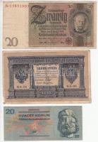7db-os vegyes külföldi bankjegy tétel, közte Német 3. Birodalom 1939. 20M, Orosz Birodalom 1912-1917...