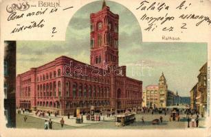 Berlin, Rathaus / town hall, Kunstanstalt J. Miesler Gruss aus... litho 1900 (b)