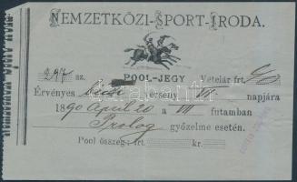 1890 Nemzetközi-Sport-Iroda Pool jegy, 6,5x11cm