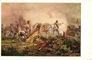 Solferinói ütközet 1859-ben, Rauscher Vencel főtüzér / Hungarian military art postcard