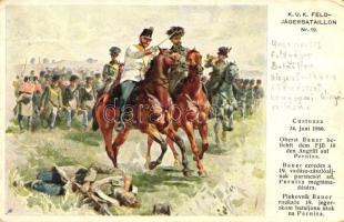 Bauer ezredes a 19. vadász-zászlóaljnak parancsot ad Pernisa megtámadására / K.u.K. military; K.u.K. Feldjägerbataillon Nr. 19.  (EK)
