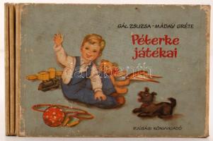 Gál Zsuzsa-Máday Gréte: Péterke játékai. Ifjúsági Könyvkiadó. Harmonikaszerűen kinyitható mesekönyv, kopottas állapotban.