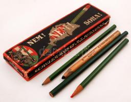 Nem! Nem! Soha! irredenta ceruzatartó doboz, benne Turán ceruzákkal(4 db), 18x5x2 cm
