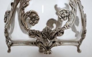 Szecessziós fém karaffa, sorszámozott, jó állapotban, / Art nouveau caraffa. Metal-glass. m:27 cm