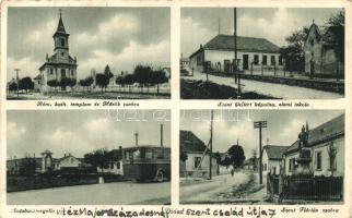 Diósd, Autóbuszmegálló, Szent Flórián szobor, Szent Gellért kápolna és elemi iskola (ázott / wet damage)