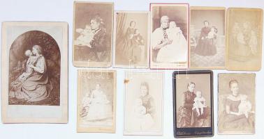 1860-1890 Régi fényképek:Anyák gyermekeikkel (10db)