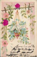 Floral greeting card, Emb. litho silk card (EK)