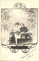 Couple in carriage, Art Nouveau s: Ch. Scolik
