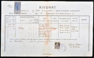 1922 magyar keresztelési anyakönyvi kivonat 2 klf román okmánybélyeggel