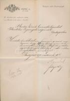 1878 Budapesti rendőri Főkapitányság hivatalos levele a Budai Közúti  Lovonatú Társulathoz Igazgatóságának, 34x21cm