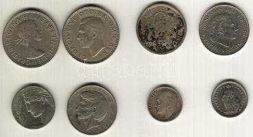 9db külföldi fémpénz + 1db Ag régi és új T:2,3