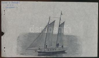 cca 1880 Hajókat ábrázoló fametszetek, hártyapapíron. / Ships wood engravings