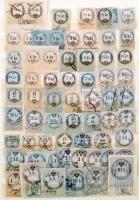 1860-1880 64 db okmánybélyeg 1/2kr-tól 10Fl-ig.