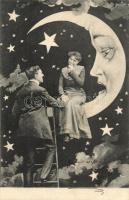 Romantic couple, moon, B.K.W.I. 644/1. (EK)