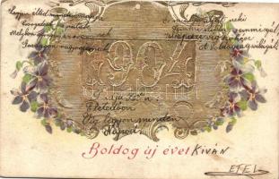 1904 New Year, floral, golden Emb. litho (fl)
