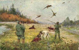 4 db RÉGI motívumlap, vegyes minőség; vadász / 4 old motive cards, mixed quality; hunter