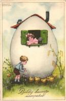 12 db RÉGI motívumlap Hannes Petersen szignóval; gyerekek / 12 old motive cards with Hannes Petersen...